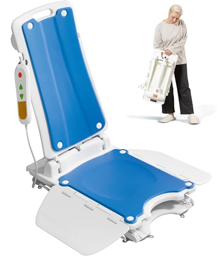 VOCIC AX07 Badewannenlift, Badewannenlifter für Senioren elektrisch, Badewannensitz mit wasserdichtem Motor, Aufladbare Handsteuerung und Saugfüße, Badewannen Einstiegshilfe, belastbar bis 136 kg