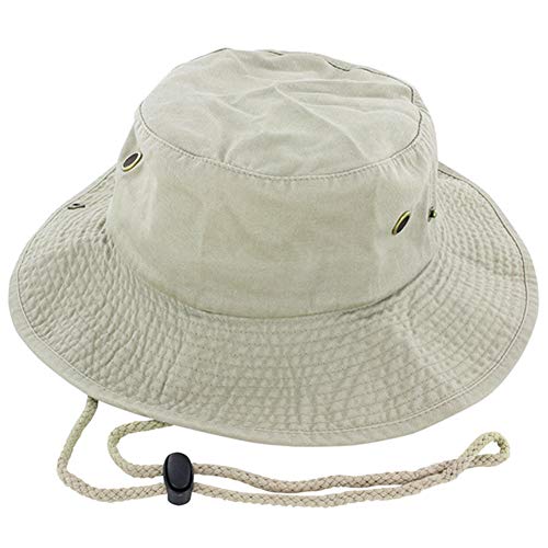 SADA72 Sombrero de Caza para Hombre, protección Solar, protección para Pesca, al Aire Libre, ala Ancha, Safari, Verano, con cordón, Estilo Casual, Blanco, Tamaño Libre