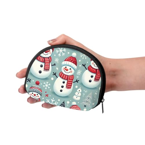 Portable Coin Purse Xmas-Snowman-Kawaii Mini Zippered Money Pouch Card Holder3