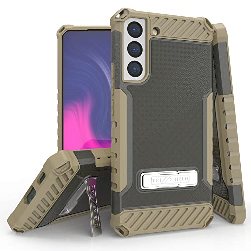 Beyond Cell Tri-Shield Phone Case With Kickstand Compatible With Samsung Galaxy S22 Plus Military Grade Drop Tested Rugged High Impact Full Body Shockproof Protection Flat Dark Earth #TOP6