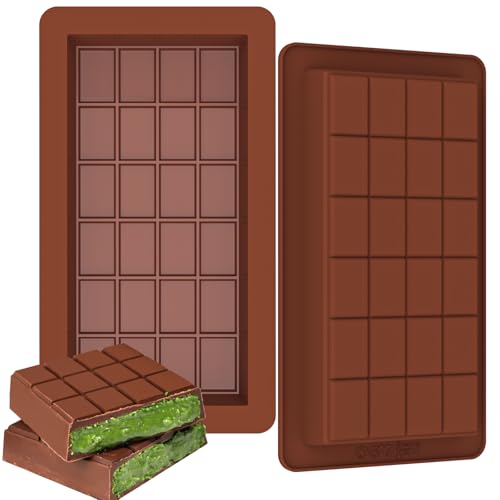 Kamehame Deep Chocolate Bar Moulds Silicone 2 Pcs Large Thick Dubai Chocolate Mold Big Candy Mould