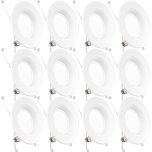 Sunco Lighting 12 Pack 5/6 Inch LED Recessed Downlight, Baffle Trim, Dimmable, 13W=75W, 5000K Daylight, 1050 LM, Damp Rated, Simple Retrofit Installation - UL + Energy Star
