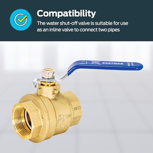 Image of Eastman 1-1 /2 Inch IPS Heavy Duty Full Port Ball Valve, Brass Plumbing Fitting, 20053LF