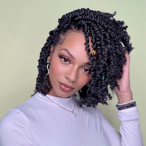 8 Packs Passion Twist Crochet Hair For Black Women 1B# 8 Inch Pre-Twisted