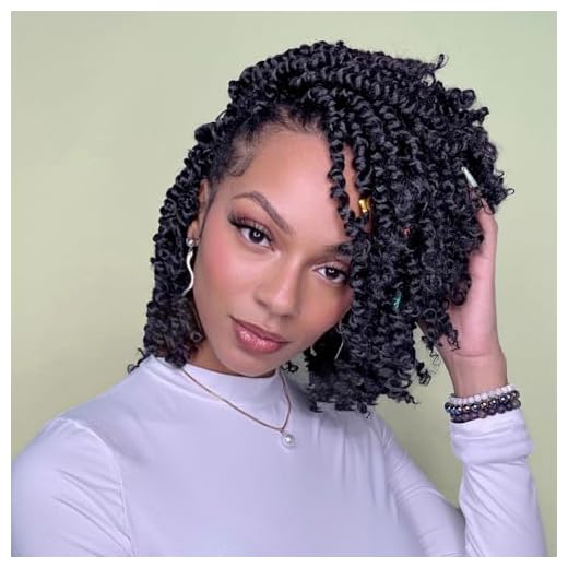 8 Packs Passion Twist Hair 8 Inch Pre-twisted Passion Twist Crochet Hair Pre-looped Crochet Braids Hair for Women Passion Twists Braiding Hair Synthetic Hair Extensions (12Strands/Pack; 1B#)