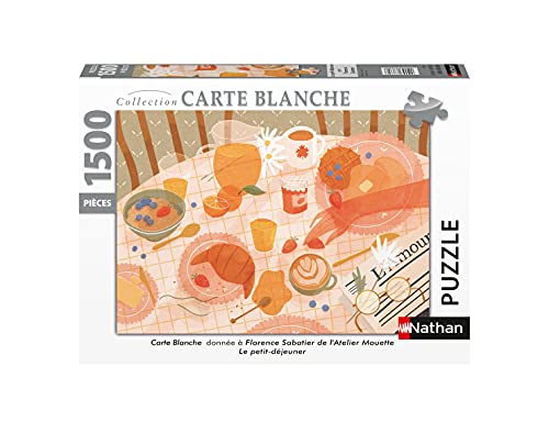 Puzzles Nathan 4005556878161 1500 Teilen – Das Frühstück/Florenz Sabatier (weiße Karten-Kollektion) Puzzle für…
