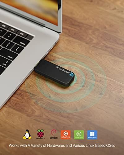 BrosTrend Linux USB WiFi Adapter AC1200 Supports Ubuntu, Mint, Kali, Debian,Kubuntu, MATE, Zorin, PureOS, Raspberry Pi 2+, Windows 11, Wireless Dual Band Linux WiFi Dongle 5GHz/867Mbps+2.4GHz/300Mbps
