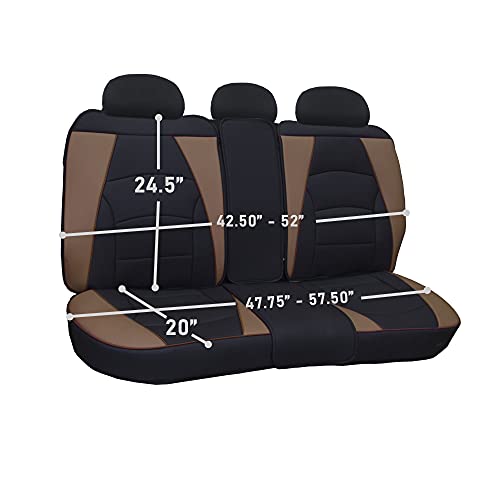 Image of FH Group Ultra Comfort Highest Grade Faux Leather Full Set Cushion Pads Car Seat Covers for Front and Rear- Universal Fit for Cars Trucks & SUVs (Brown /Black)