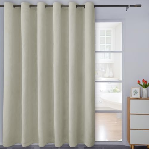 Easy-Going Linen Textured Blackout Curtain 100x84 Inch Extra Wide Patio Sliding Door Curtain for...