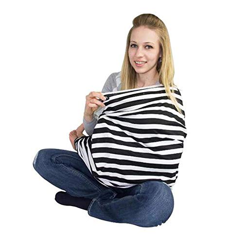 Plus size Breastfeeding Cover for Mother and Nursing Cover for Breastfeeding Mother, Natural Soft Cotton (Multi Use) (BlackStrip)