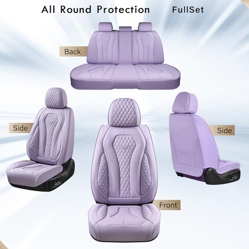 Image of Coverado Seat Covers Full Set, Purple Car Seat Covers, Automotive Car Seat Cover, Car Seat Cushion, Driver Seat Covers Front Seats Back Seat Covers, Car Seat Protector Universal Fit Most Cars