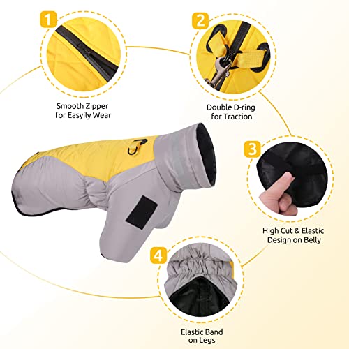 Asenku Windproof Dog Winter Coat, Splicing Dog Coat Waterproof Dog Snow Jacket, Reflective Dog Vest Harness Cold Weather Dog Clothes Pet Apparel For Medium Large Dogs #TOP1