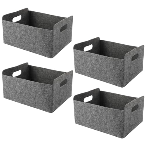 WOPPLXY 4er Set Filzkorb, 30,5 x 24 x 15 cm Filzbox, Grau Filzkorb Aufbewahrung für Schränke, Bücherregale und Schubladen