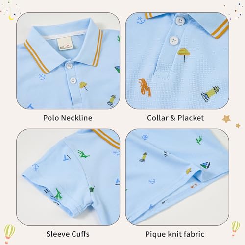 Image of Volunboy Baby Boy Summer Clothes Short Sleeve Polo Shirts Shorts Set Pique Beach Outfits