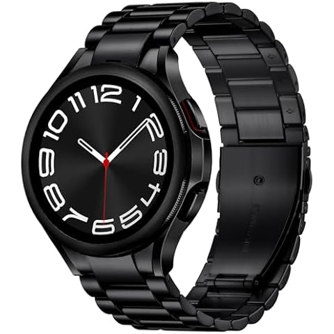 Wepro for Samsung Watch Bands for Women Men for Galaxy Watch 7 Band 6 5 4 Band 44mm 40mm FE 6 Classic 47mm 43mm 5 Pro 45mm 4 Classic 46mm 42mm 20mm Watch Band Stainless Steel Metal Band No Gap Black Cover