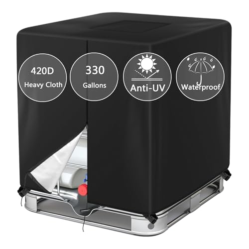 330 Gallon IBC Tote Cover with Zipper, Black, 420D Dustproof