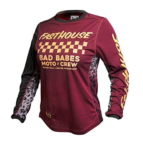 FASTHOUSE Women's Grindhouse Golden Crew Jersey (Maroon, Small)