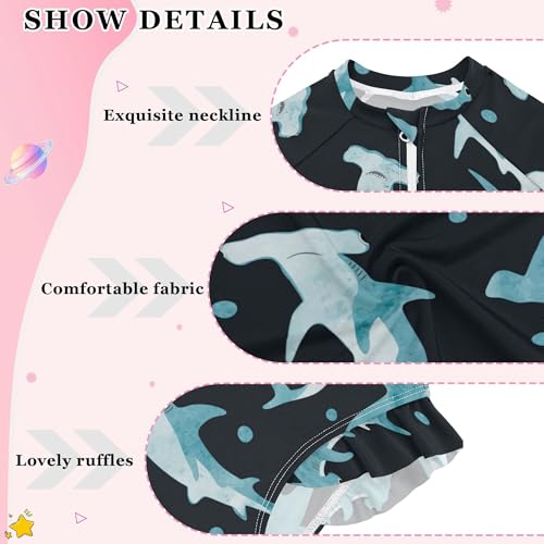 Girls One Piece Swimsuits with UPF 50+ Sun Protection Rash Guard Long Sleeve Swimsuit 3-12 Years4