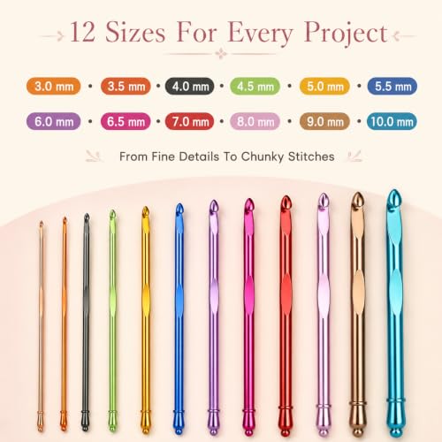 Image of Coopay Crochet Hooks Set with Zipper Pouch, 16PCS Metal Crochet Needles