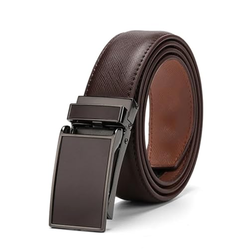 Men's Solid Color Leather Belt 3.0Cm Automatic Buckle Metal Leather Belt Waist Belt