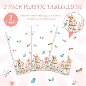 Vanulus 3Pcs Spring Easter Bunny Party Tablecloth Cute Rabbits Pink Floral Disposable Plastic Table Cover Rectangle Table Cloth for Spring Farmhouse Picnic Dinner Table 54x108Inch Vanulus 3Pcs Spring Easter Bunny Party Tablecloth Cute Rabbits Pink Floral Disposable Plastic Table Cover Rectangle Table Cloth for Spring Farmhouse Picnic Dinner Table 54x108Inch