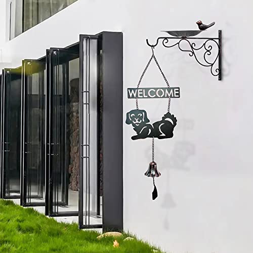 Ofilles Metal Garden Welcome Sign For Wall, Plant Hanging Brackets With Bird Feeder/Birdbath Bowl, Garden Home Wall Art Decoration, Wall Mounted Small Door Bell. #TOP7