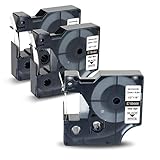 Contiene --- (Non OEM) Pack de 3 Reemplazo para Etiquetas Industriales de Vinilo Dymo Rhino IND. Negro sobre Blanco