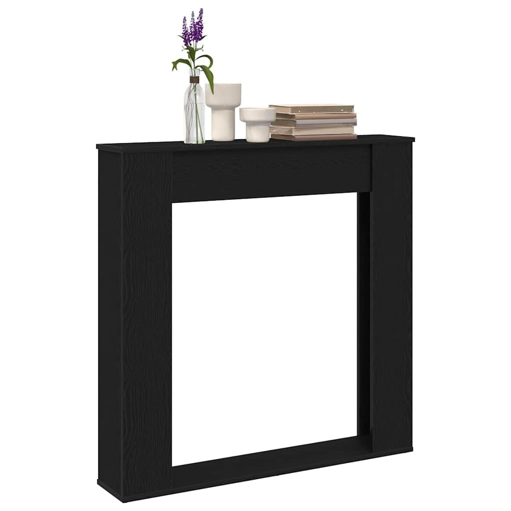 Kaminumrandung Schwarz Eichen-Optik Holzwerkstoff 100x20x100 cm Kaminsims Kaminzubehör Ofenzubehör für Wohnzimmer Haus Sicherheit und Dekoration