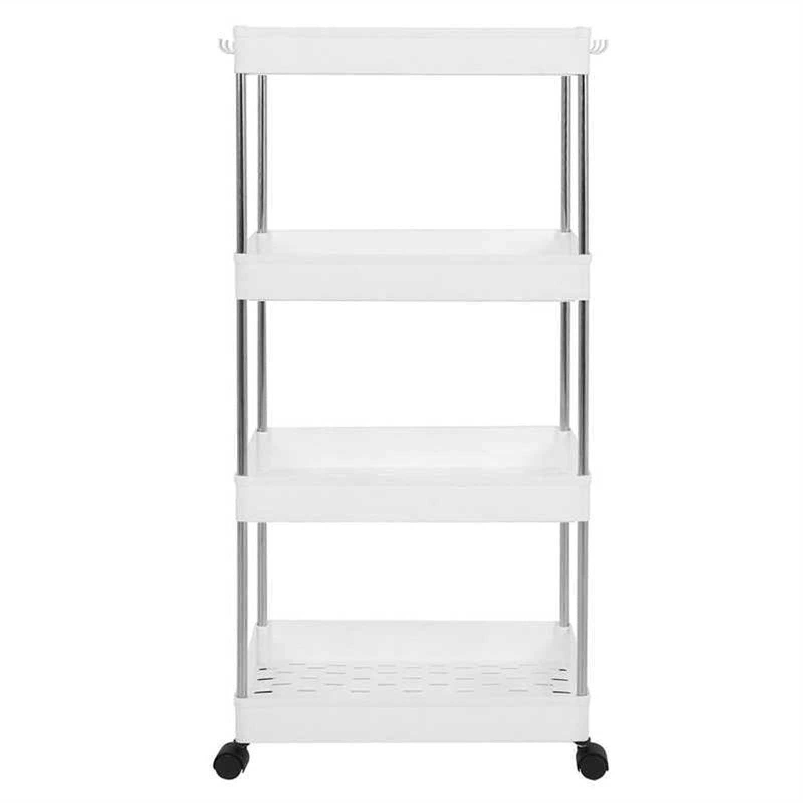 YIKXCF Stainless Steel Floor-Standing Kitchen Cart Multi-Layer Storage Rack Trolley Cart with Casters for Kitchen Bathroom Accessories (Color : 4 Layer)