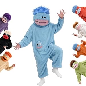 Formemory Big Mouth Monster Einteiler Damen,Silly Onesie Pyjama Erwachsene Plüsch Ganzkörper Pyjama Lustig Kostüm Outfit(M,Blau)