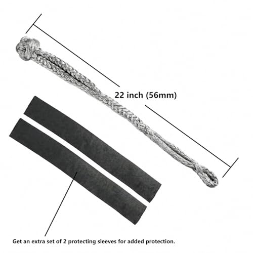 Image of Ucreative 2Pcs Synthetic Soft Shackle 1 /2 Inch x 22 Inch (56,000lbs Breaking Strength) with Extra Sleeves (Gray)