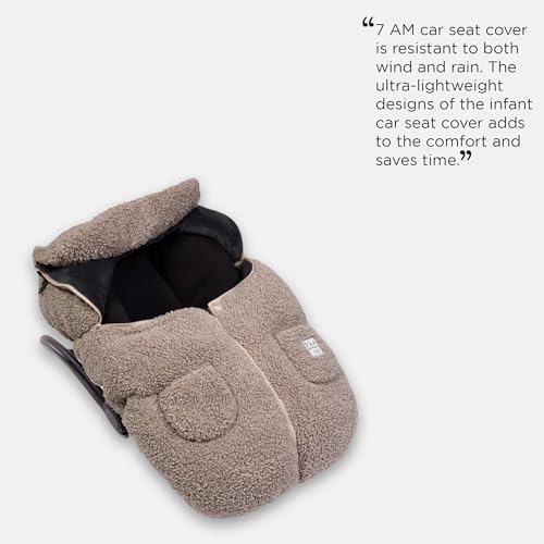 Image of 7AM Enfant Car Seat Covers - Cocoon Baby Cover for Boys & Girls, Rain & Snow Repellent, Breathable Windproof, Center Zipper, Universal Fit for Infant Car Seat (0-12M) (Oatmeal)