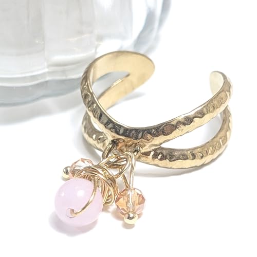 Bague Kunzite rose Bouly&Cailloux en acier inoxydable doré - 2