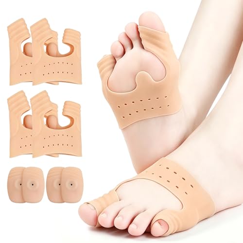 #VerdientProvisionen<br>2 Paare Korrektur Hallux Valgus Socken Silikon Zehenbandage Zehentrenner Hallux Valgus Mit Magnetpad Atmungsaktives Lochdesign Verhindert Reibung Wiederverwendbar und Waschbar (Hautfarbe)