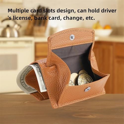 Generic Preliminary Wallet With Coin Pouch, New Genuine Leather Rfid Blocking Card Holder Organizer Folding Mini Wallet Unisex, Women's Foldable Short Wallet,Premium Leather Wallet for Women (Brown)2
