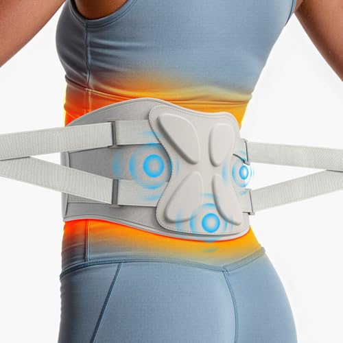 Portable Heating Pad for Back Pain Relief Birthday Gifts for Men Women FSA Eligible HSA Lower Back Massager with Heat Cordless Wearable Brace with Extension Strap & Rechargeable Built-in Battery