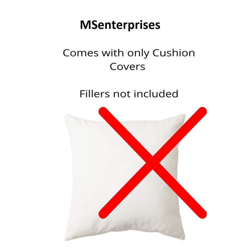 MSenterprises Decorative Cushion Cover with Zipper Set of 7 Leaf Design Throw Cover/Filler Cover/Case Cover for Sofa, Bedroom, Living Room, Kids Room 16x16 Inches (White & Brown) 6 41TgD RMR2L