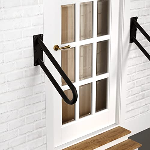 20 Inch Oil Rubbed Black U-Shaped Handrail For 1-3 Step - 1.25" Diameter, Imomwee 2 Pack Stainless Steel Wall Mount Safety Hand Railing For Garage Front Entry Stair Deck Interior Or Exterior Stairway #TOP5