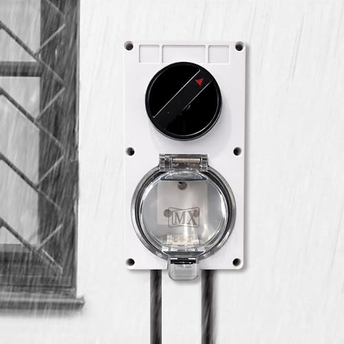 Image of MX IP66 Waterproof Outdoor Electrical Indian Socket Box 16A /250V with Spring Lid Cover, Weatherproof Dustproof ABS Enclosure for Garden Balcony Terrace indian Socket with Safety Shutter