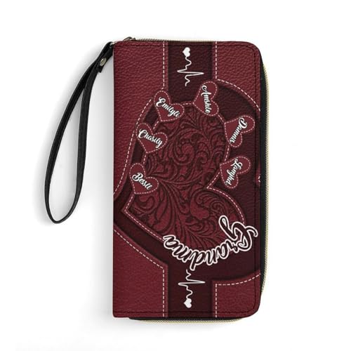 Personalized Grandma's Little Sweethearts Wallet Custom 1-15 Name Grandma Leather Long Wallet Loving Gift For Grandma Mother Mom Birthday Christmas Mothers Day (style 1)
