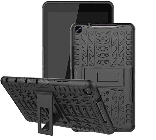 Image of Hybrid Back Cover Case with Kickstand Wheel Pattern for Huawei MediaPad M5 Lite 8 inch 2019 Release - Black