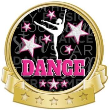 Crown Awards Pink and White Dance Banner Pin, Gold Dance Pins