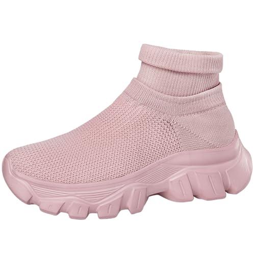 SJJH Zapatillas deportivas unisex de malla ligera alta - Zapatillas deportivas de temporada para parejas, zapatillas deportivas de moda y cómodas para todo el año, Color: rosa., 40 EU