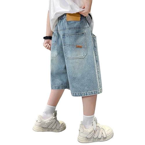 Baggy Jeans Shorts Y2k Kurze Jeans Jungs Hip Hop Vintage Denim Shorts Teenager Streetwear Sommer Bermuda Jeanshorts Cargoshorts Denimhose Sommerhose Größe: 4-14 Jahre