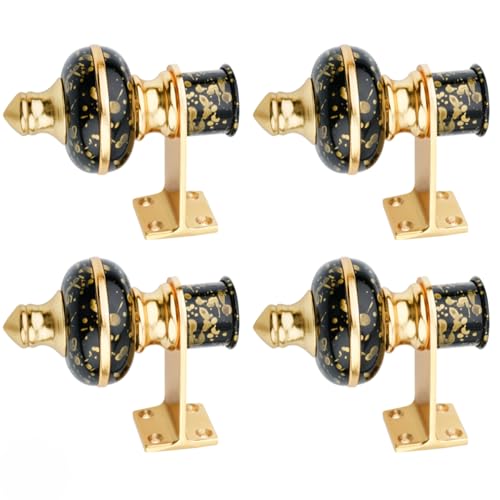 Image of Stylish Curtain Hooks /Curtain Knobs /Rod Rail Bracket for Home Black Gold Finish (4P, Black Gold)