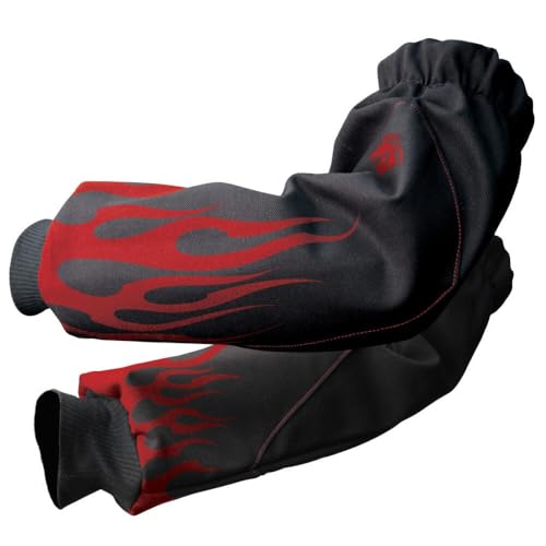 41TgEBZX7YL. SL500 BLACK STALLION BSX® Reinforced FR Sleeves - Black w/Red Flames