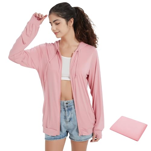 QBK Light Weight Zip Up Hoodie Thin Summer Jacket For Women
