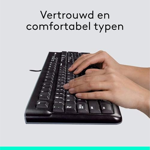 Logitech MK120 Bedraad Toetsenbord- en Muiscombinatie voor Windows, Optische Muis met Snoer, Toetsenbord van Volledig Formaat, USB Plug-and-Play, PC, Laptop, US International QWERTY indeling - Zwart - Afbeelding 4
