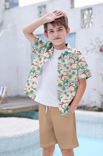 Image of Cromoncent Matching Hawaiian Outfits for Family, Dad and Son Matching Luau Beach Tropical Shirts Mommy Daughter Tropical Sets