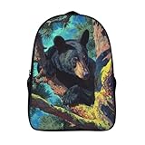 kaiyun Oso negro trepando a la rama de un árbol Bolsa Unisex, Mochila Escolar Para Adolescentes Ultraligero 16 inch